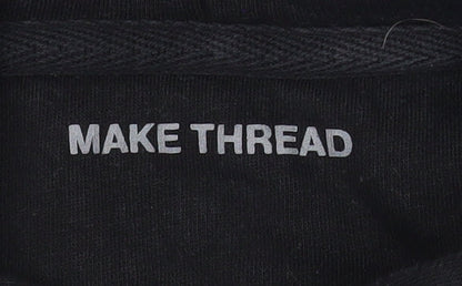 Make Thread Men's Black Full Zip Hoodie S Essentials Club