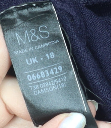 Marks and Spencer Women's Purple Knit Cardigan Size 18 Long Sleeve
