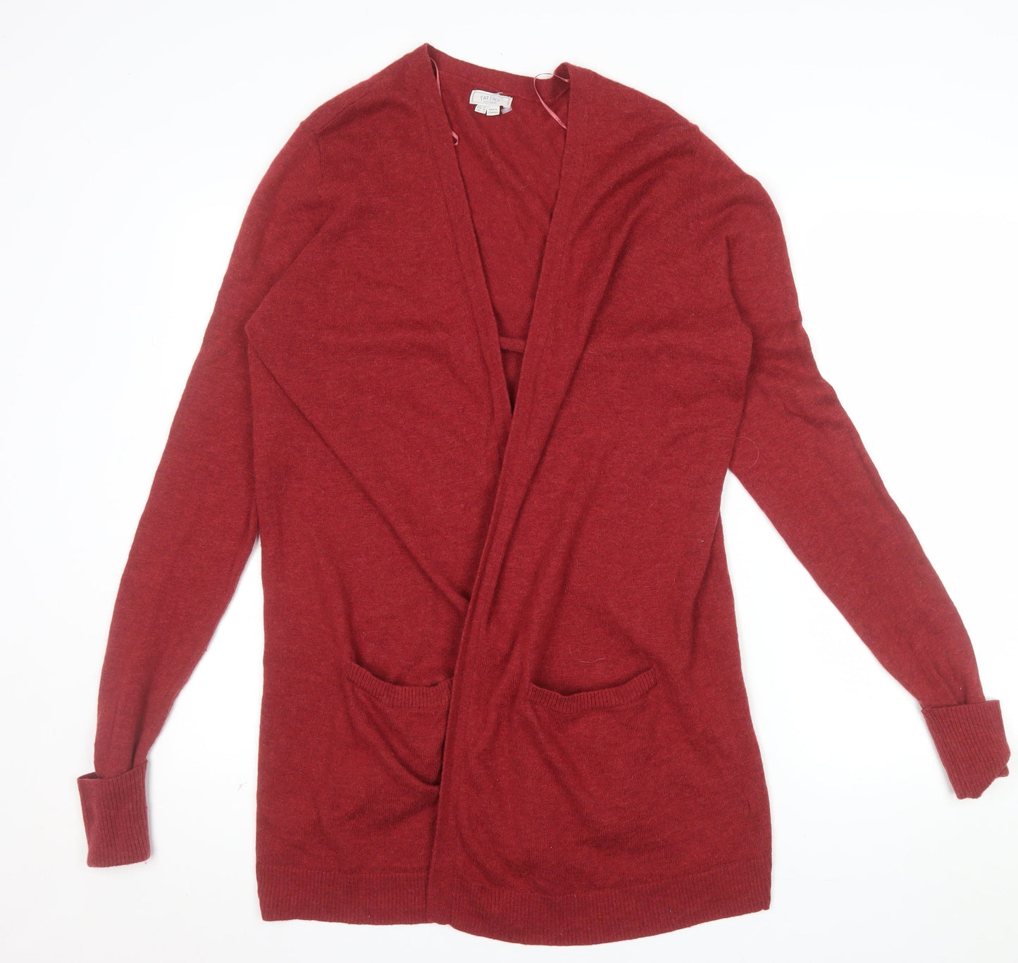 Fat Face Women Red Wool Cashmere Blend Long Sleeve Open Cardigan Size 16