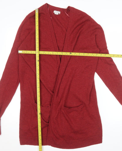 Fat Face Women Red Wool Cashmere Blend Long Sleeve Open Cardigan Size 16
