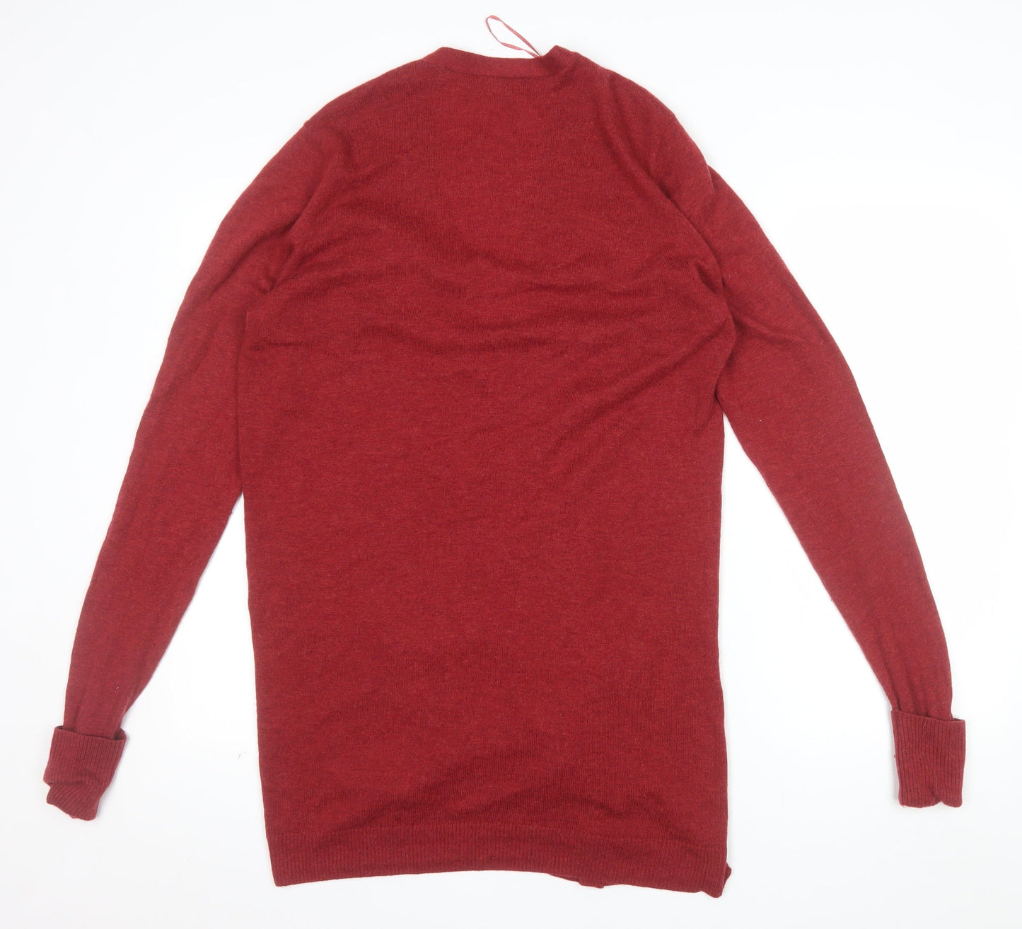 Fat Face Women Red Wool Cashmere Blend Long Sleeve Open Cardigan Size 16