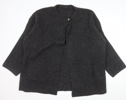 F&F Women's Grey L Long Sleeve Chunky Knit Cardigan