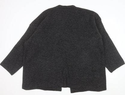F&F Women's Grey L Long Sleeve Chunky Knit Cardigan