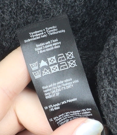 F&F Women's Grey L Long Sleeve Chunky Knit Cardigan