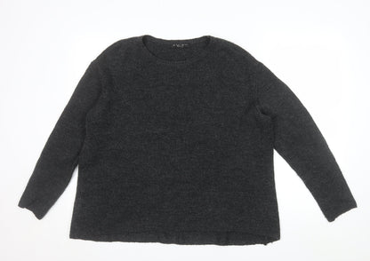 Amisu Women Grey Knit Pullover Jumper Size S Crew Neck Long Sleeve