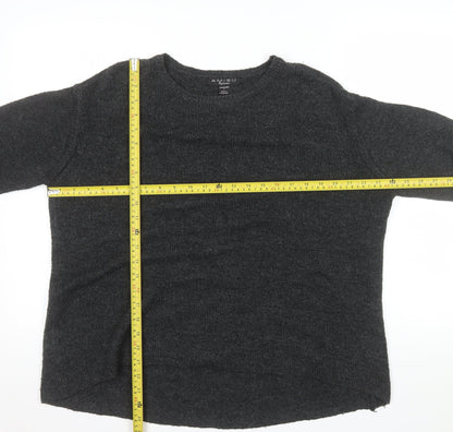 Amisu Women Grey Knit Pullover Jumper Size S Crew Neck Long Sleeve