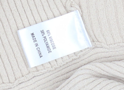 Gray & Osbourn Women's Beige Ribbed Long Sleeve Open Cardigan Size 12