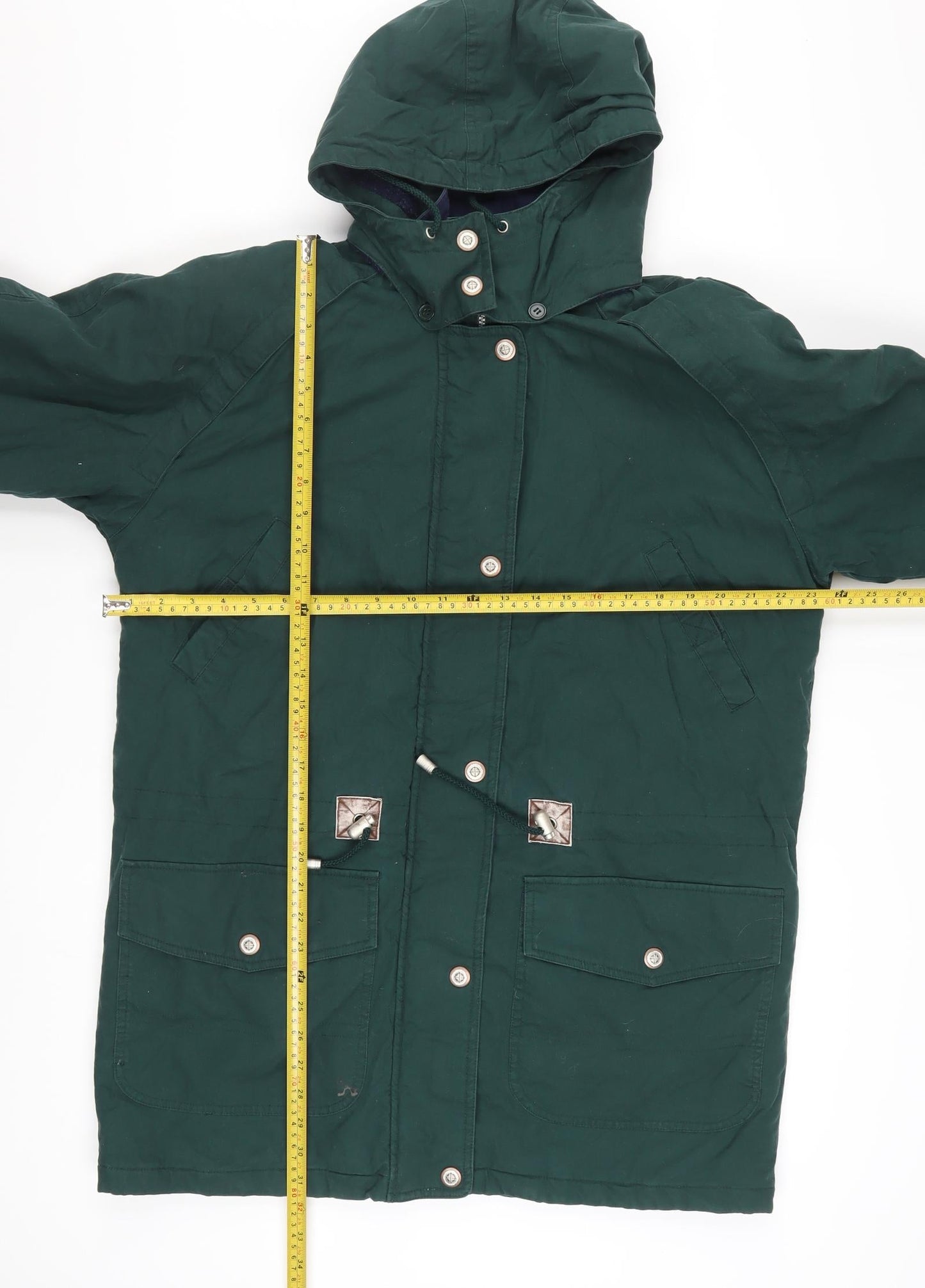 Faded Glory Women Green Parka Jacket Hooded Cotton Lined M