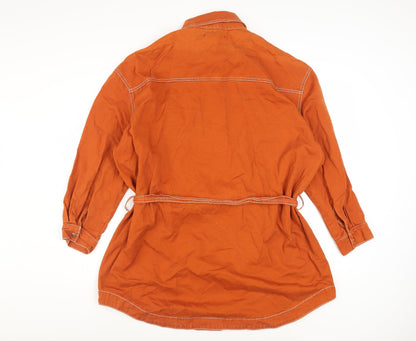 Missguided Women’s Orange Cotton Belted Shirt Dress Size 12