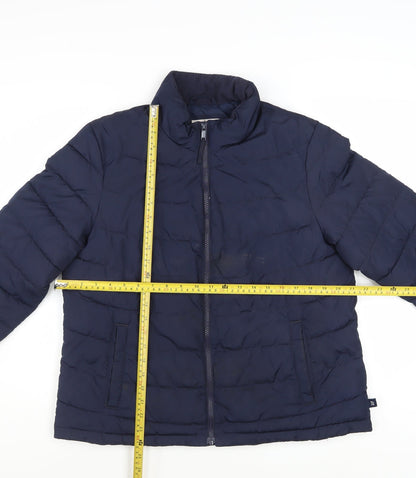 GAP Boys Blue Winter Puffer Jacket Size 16 Years Lined Water Resistant Zip