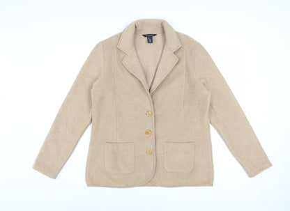 Lands' End Women's Beige Petite M Blazer Jacket with Buttons