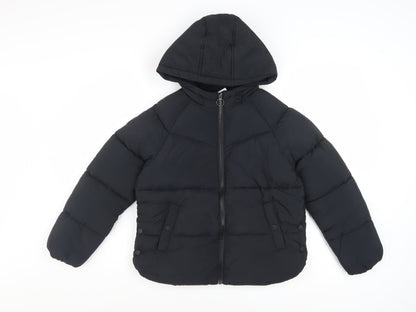 Marks and Spencer Boys Black Hooded Puffer Jacket 9-10 Years Winter Coat
