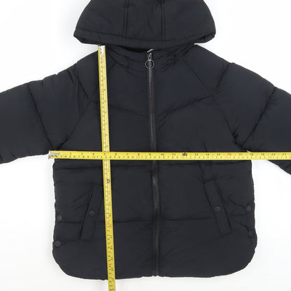 Marks and Spencer Boys Black Hooded Puffer Jacket 9-10 Years Winter Coat