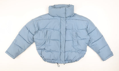 Urban Outfitters Women's Blue Puffer Jacket Size S Cropped Winter Coat