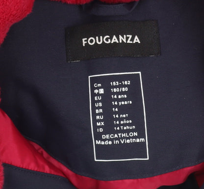Fouganza Girls Blue Winter Riding Jacket 14 Years Lined Water Resistant