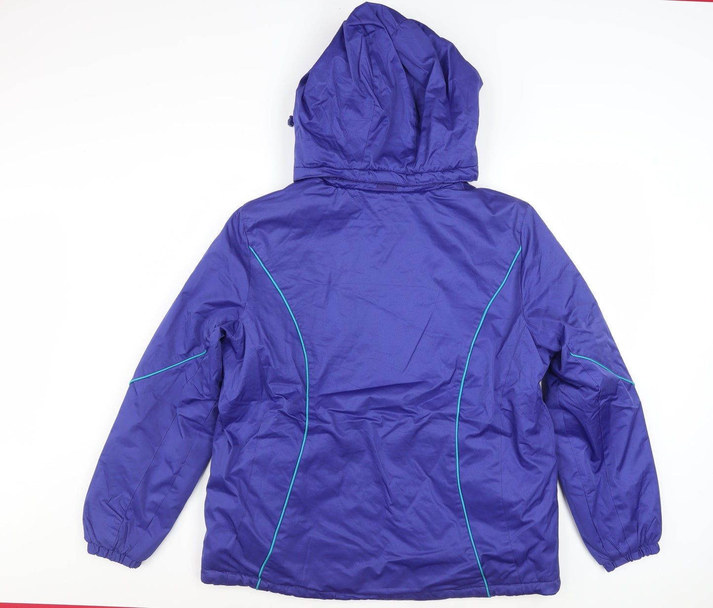 Athletic Works Womens Purple L Hooded Puffer Jacket Polyester