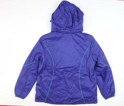 Athletic Works Womens Purple L Hooded Puffer Jacket Polyester