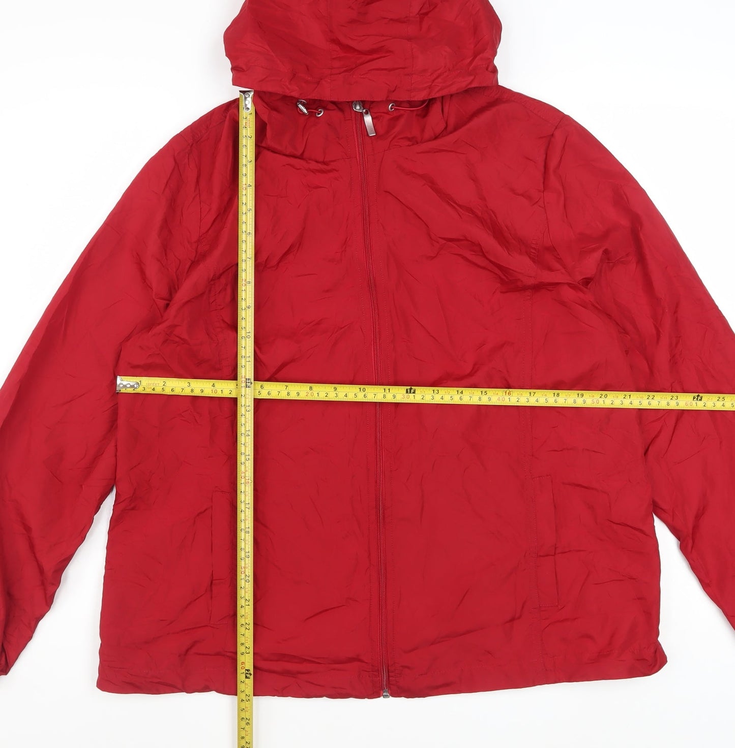 Northern Reflections Women's Red Hooded Packaway Windbreaker Jacket L