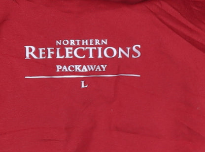 Northern Reflections Women's Red Hooded Packaway Windbreaker Jacket L