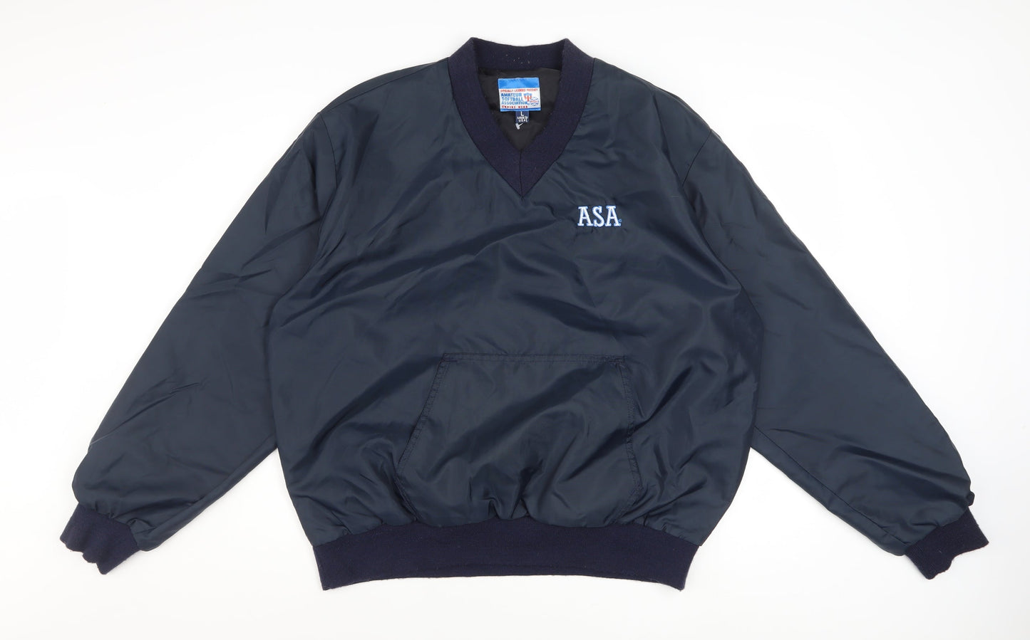 Amateur Softball Association Men's Blue Pullover Nylon Sweatshirt L