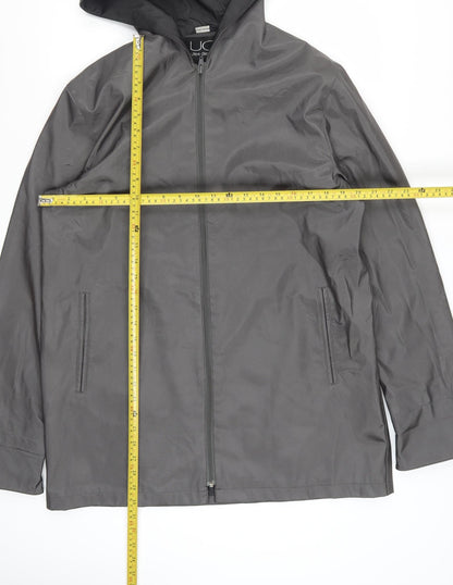 Utex Design Women Grey Waterproof Hooded Rain Coat Jacket M