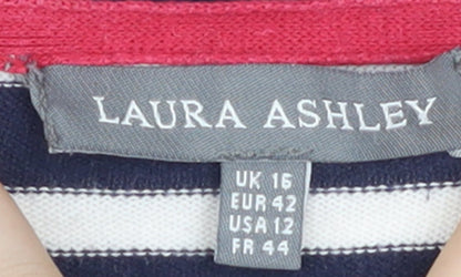 Laura Ashley Women’s Multicoloured Stripe Cotton Jumper UK 16