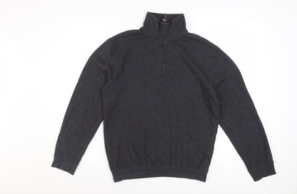 Hudson River Men's Grey 1/2 Zip Knit Jumper Size S