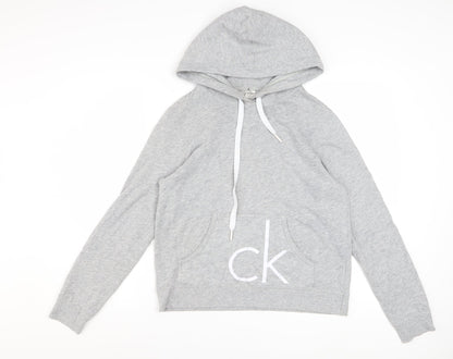 Calvin Klein Women Grey Hoodie Medium Cotton Blend CK Logo
