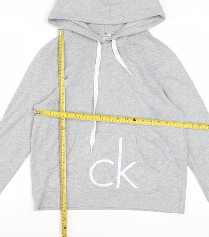 Calvin Klein Women Grey Hoodie Medium Cotton Blend CK Logo