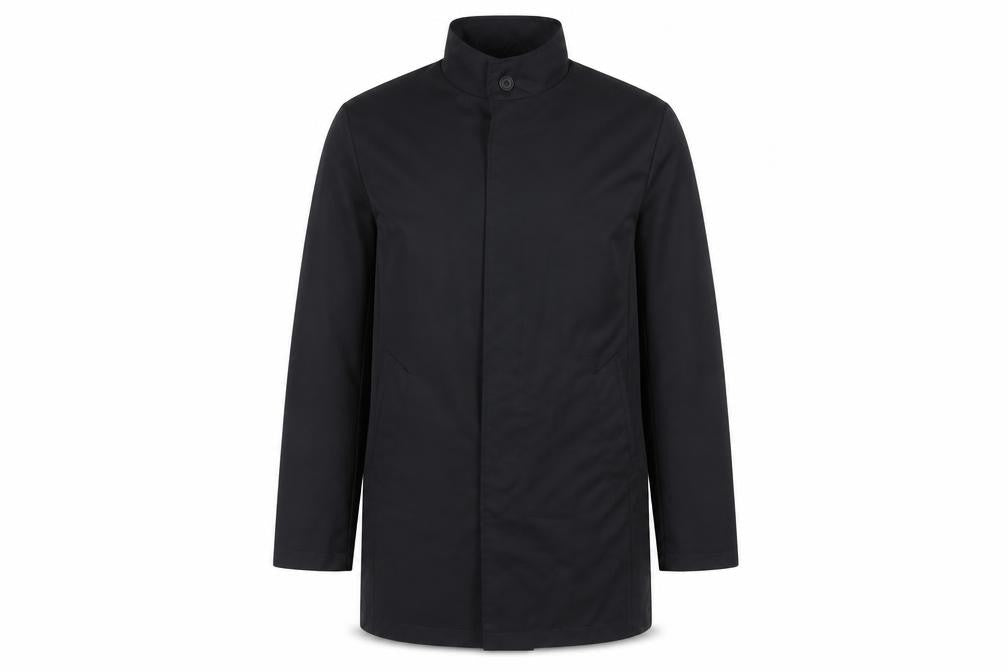 Brave Soul Men's Black Polyester Overcoat M Regular Fit Stand Collar
