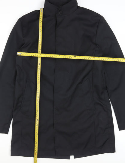 Brave Soul Men's Black Polyester Overcoat M Regular Fit Stand Collar