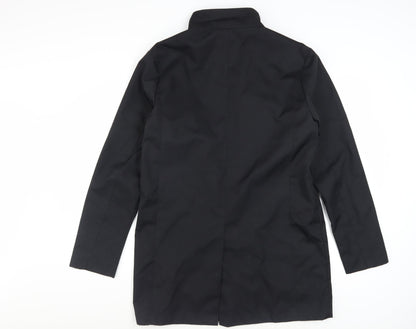 Brave Soul Men's Black Polyester Overcoat M Regular Fit Stand Collar