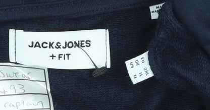 Jack & Jones Men’s Blue Pullover Hoodie XL Logo Graphic Fleece