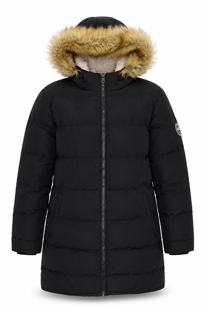 SoulCal & Co Women’s Black Long Hooded Puffer Coat Size 12