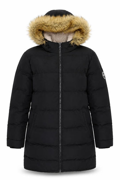SoulCal & Co Women’s Black Long Hooded Puffer Coat Size 12