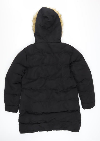 SoulCal & Co Women’s Black Long Hooded Puffer Coat Size 12