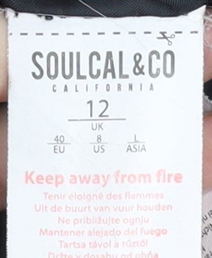 SoulCal & Co Women’s Black Long Hooded Puffer Coat Size 12