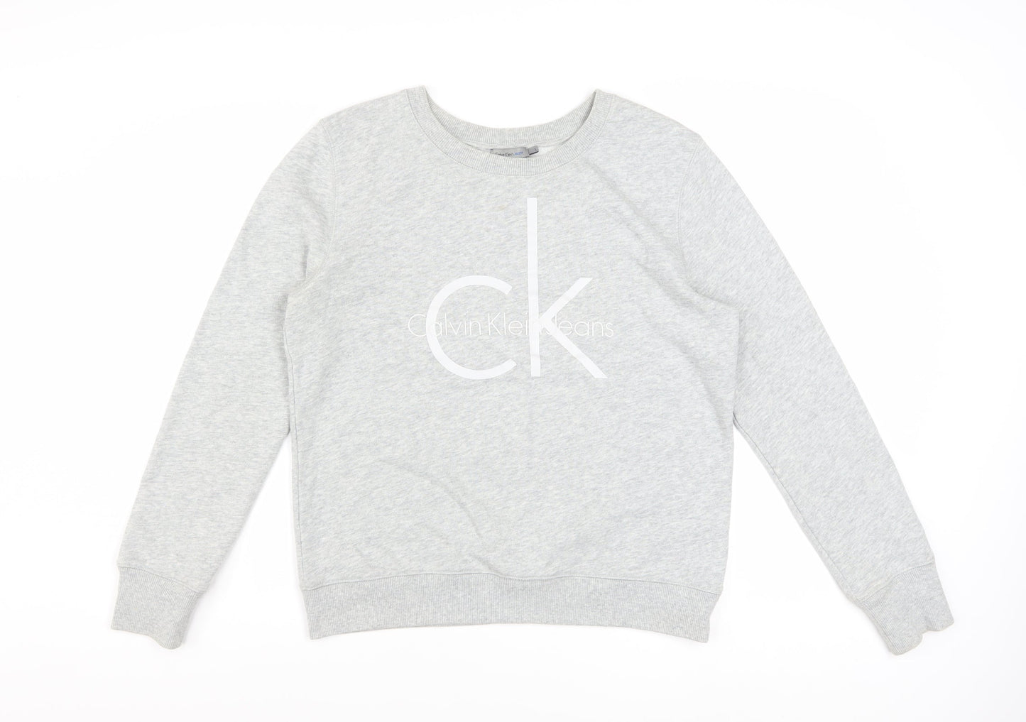 Calvin Klein Jeans Womens Grey Logo Pullover Sweatshirt Size L