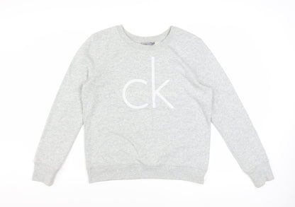 Calvin Klein Jeans Womens Grey Logo Pullover Sweatshirt Size L