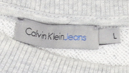 Calvin Klein Jeans Womens Grey Logo Pullover Sweatshirt Size L