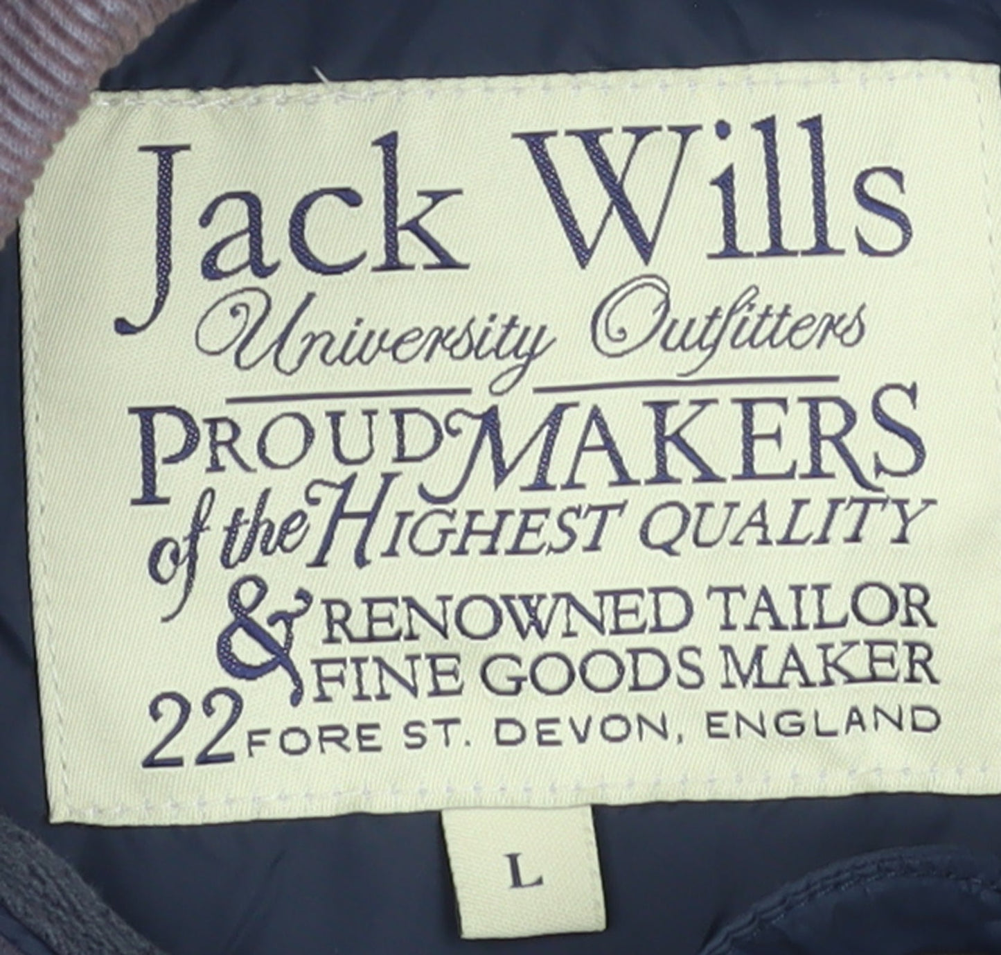 Jack Wills Men's Blue Quilted Nylon Jacket Size L Casual Country Style