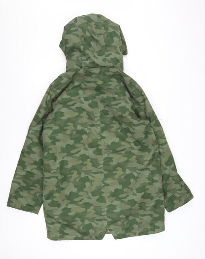 FatFace Boys Green Camo Parka Coat 12-13 Years Hooded Lined Water Resistant
