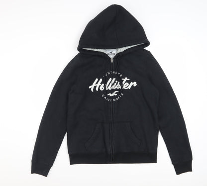 Hollister Women Black Full Zip Hoodie Small Sherpa Lined Casual