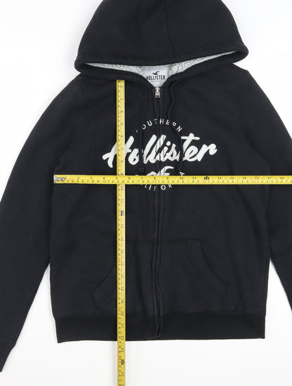Hollister Women Black Full Zip Hoodie Small Sherpa Lined Casual