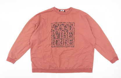 V by Very Womens Pink Graphic Pullover Sweatshirt Size 24 Cotton Blend