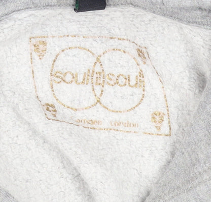 Soul II Soul Men's Grey Hoodie L Pullover Graphic Print Cotton