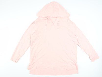 White Stuff Women Pink Long Sleeve Pullover Hoodie UK 18 Cotton