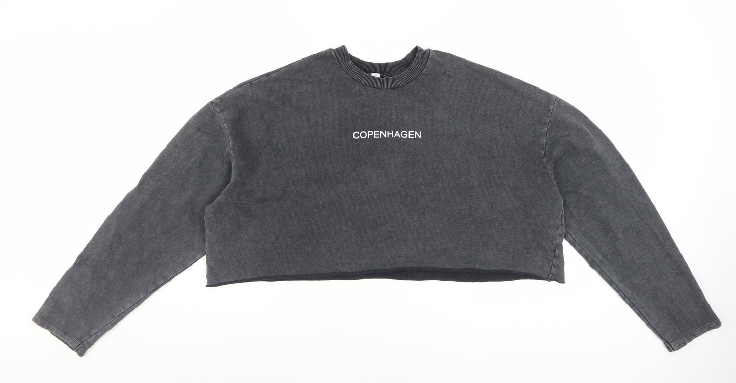 Topshop Women Charcoal Grey Crop Pullover Sweatshirt UK 8
