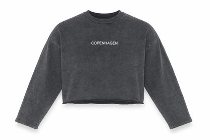 Topshop Women Charcoal Grey Crop Pullover Sweatshirt UK 8