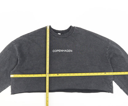 Topshop Women Charcoal Grey Crop Pullover Sweatshirt UK 8